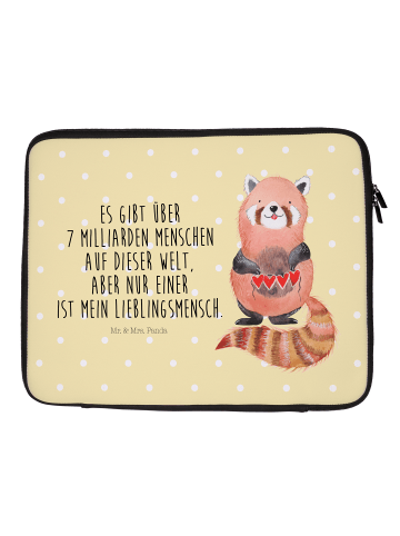 Mr. & Mrs. Panda Notebook Tasche Roter Panda mit Spruch in Gelb Pastell