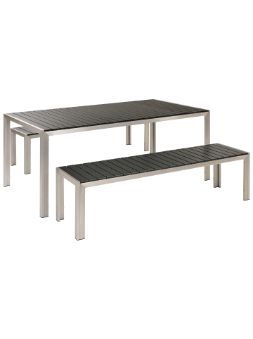 Beliani 3-tlg Gartentisch Set NARDO in Schwarz/Silber