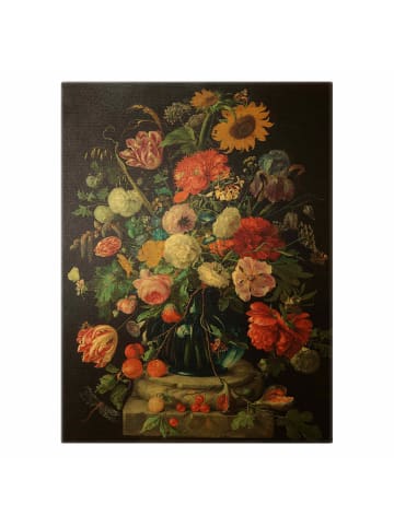 WALLART Leinwandbild Gold - Jan Davidsz de Heem - Glasvase mit Blumen in Bunt