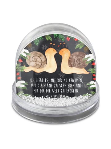 Mr. & Mrs. Panda Schneekugel Schnecken Liebe mit Spruch in Kreidetafel