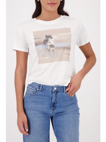 monari T-Shirt mit Leo-Print und Strasssteinen in Off-White
