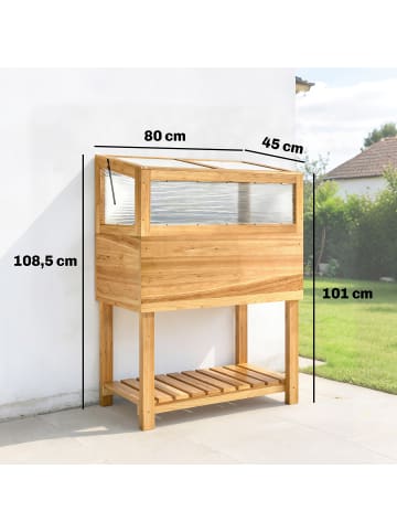 Outsunny Hochbeet mit Frühbeetaufsatz in Naturholz 80L x 45B x 108,5H cm