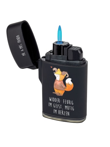 Mr. & Mrs. Panda Feuerzeug Widder Astologie mit Spruch in Schwarz