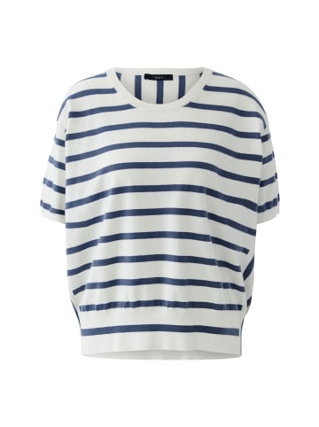 Oui Pullover in Baumwollmischung in Weiß Blau