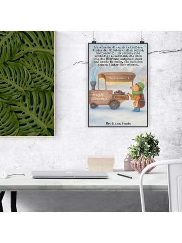 Mr. & Mrs. Panda Wandbild Igel Maronen Design mit Spruch in Weiß