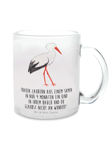 Mr. & Mrs. Panda Teetasse Storch mit Spruch in Transparent