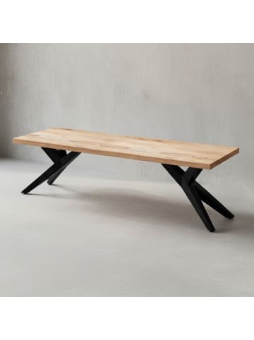 KADIMA DESIGN Esszimmerbank 120x45x45 cm Akazie Massivholz Metall Loft-Style,