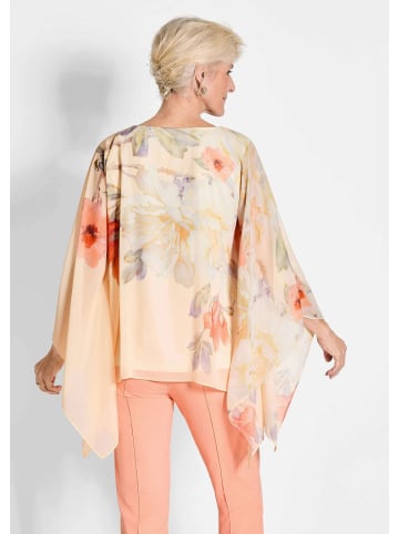 GOLDNER Chiffonbluse Chiffonbluse mit floralem Design in pfirsich / gemustert