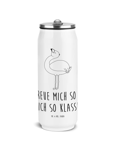 Mr. & Mrs. Panda sport trinkflasche Flamingo Stolz mit Spruch in Weiß