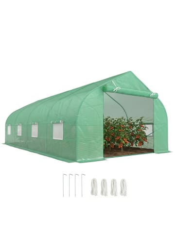 Outsunny Foliengewächshaus,595L × 300B × 200H cm,Grün
