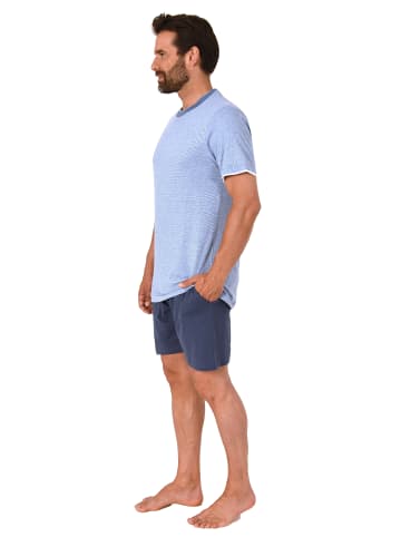 NORMANN kurzarm Schlafanzug Shorty Pyjama in marine