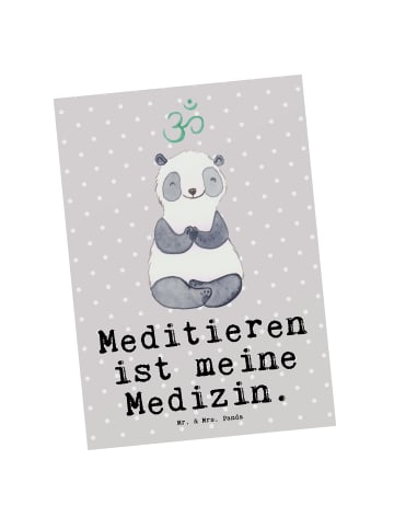 Mr. & Mrs. Panda Wanddeko Panda Meditieren mit Spruch in Grau Pastell