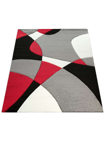 KADIMA DESIGN Teppich Kurzflor Abstrakt Wohnzimmer in Rot