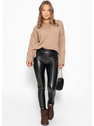 SASSYCLASSY Oversize-Pullover mit Rundhalsausschnitt in Taupe