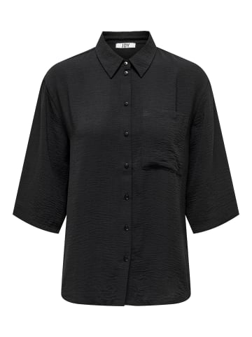 JACQUELINE de YONG 3/4 Arm Hemd in Knitteroptik Blusen Oberteil Brusttasche JDYDIVYA in Schwarz