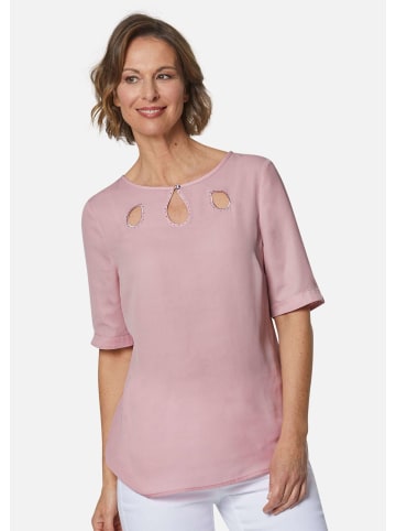 GOLDNER Bluse Feminine Bluse mit aufregender Ausschnittlösung in rosenquarz