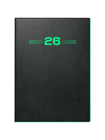 BRUNNEN Taschenkalender 736 10x14cm 1 Tag/Seite PU-Einband flexibel Neon schwarz 2026