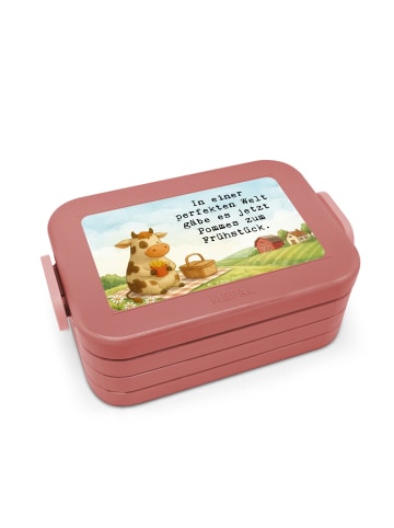 Mr. & Mrs. Panda Lunch Box Kuh Pommes Design mit Spruch in Rot Pastell