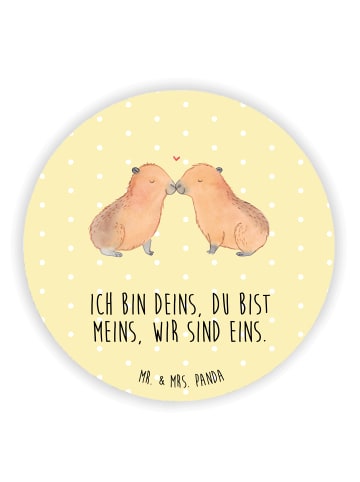 Mr. & Mrs. Panda Rund Magnet Capybara Liebe mit Spruch in Gelb Pastell