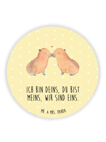 Mr. & Mrs. Panda Rund Magnet Capybara Liebe mit Spruch in Gelb Pastell