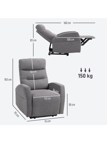 HOMCOM Relaxsessel mit Liegefunktion in Dunkelgrau 93L x 76B x 103H cm