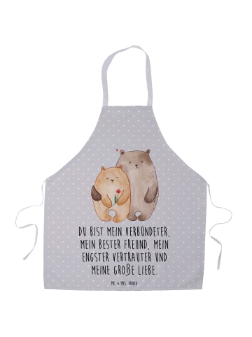 Mr. & Mrs. Panda Schürze Bären Liebe mit Spruch in Grau Pastell