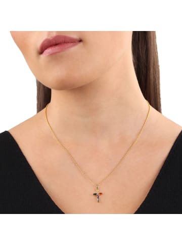 s.Oliver Kette mit Anhänger Silber 925, 14ct gelbvergoldet in Gold