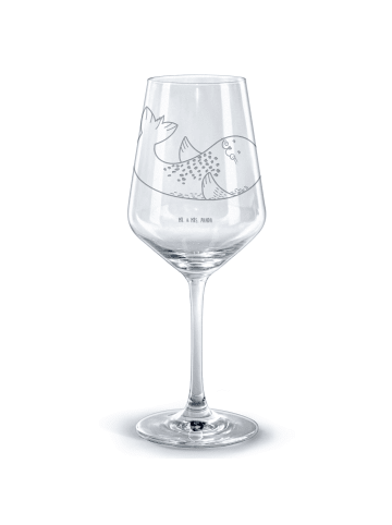 Mr. & Mrs. Panda Weinglas Robbe Liegen ohne Spruch in Transparent