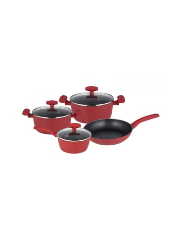 Michelino Michelino Nora 7 teiliges Kochtopf-Set mit Glasdeckeln inkl. Pfannensc in Rot