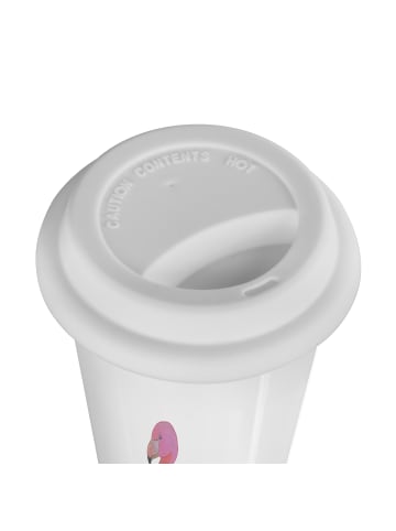 Mr. & Mrs. Panda ToGo Kaffeebecher Flamingo Classic mit Spruch in Weiß