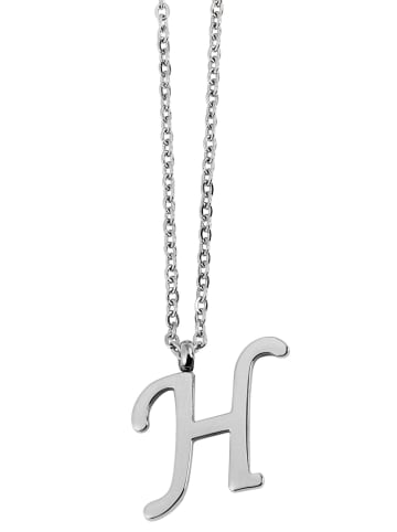 Adeliás Unisex Halskette mit Anhänger – Buchstabe S aus Edelstahl in silber