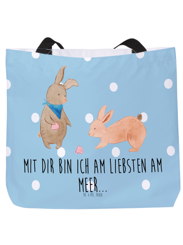 Mr. & Mrs. Panda Shopper Hasen Muschel mit Spruch in Blau Pastell