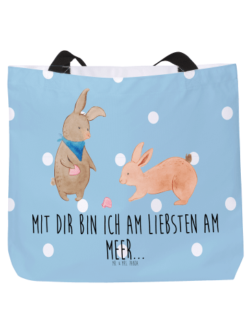 Mr. & Mrs. Panda Tote Bag Hasen Muschel mit Spruch in Blau Pastell