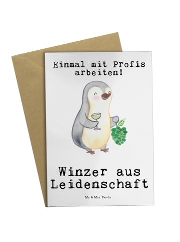 Mr. & Mrs. Panda Grußkarte Winzer Leidenschaft mit Spruch in Weiß