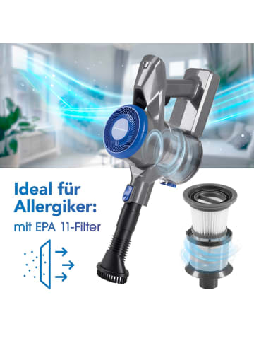 Clean Maxx Akku-Hand- & Bodenstaubsauger 22,2V anthrazit/blau grau