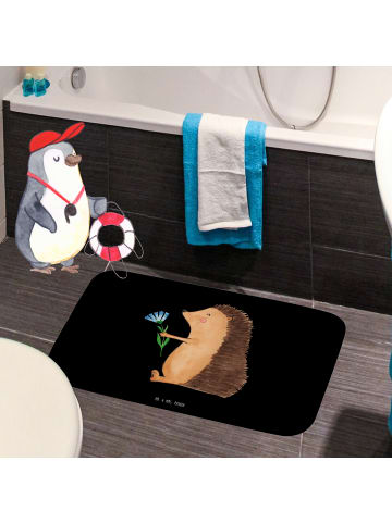 Mr. & Mrs. Panda Badematte Igel Blumen ohne Spruch in Schwarz