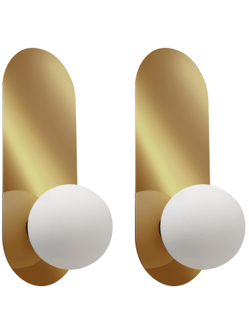 Beliani 2er-Set Wandleuchten LEISI in Gold/Weiß