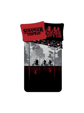 COFI 1453 Stranger Things Bettwäsche 140x200 cm Baumwolle Schwarz Upside in Mehrfarbig