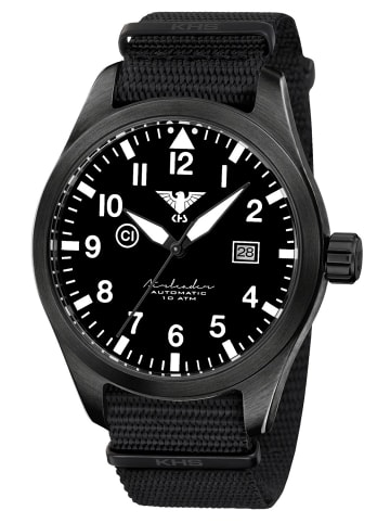 KHS Herren-Automatikuhr Airleader Schwarz