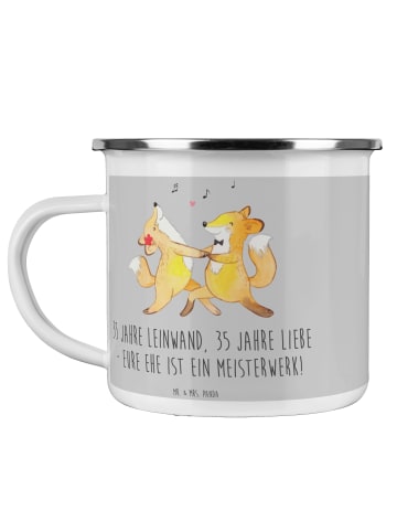Mr. & Mrs. Panda Kaffeetasse 35. Hochzeitstag Leinwandhochzeit m... in Heather Grey