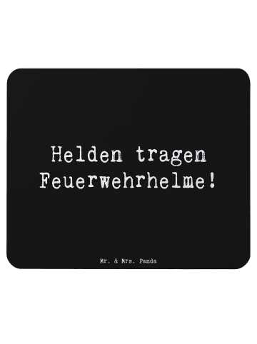 Mr. & Mrs. Panda Mousematte Spruch Feuerwehrmann Helden mit Spruch in Schwarz