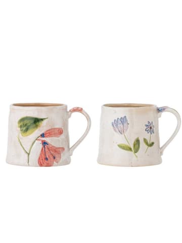 Bloomingville Becher CAMILLA Beige mit Blumen 2er Set