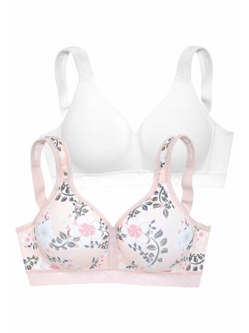 PETITE FLEUR Entlastungs-BH in rosé-bedruckt+weiß