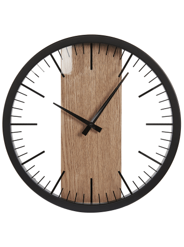Beliani Wanduhr VILLORA in Schwarz/Braun - (W) 38 x (H) 38 x (L) 5 cm