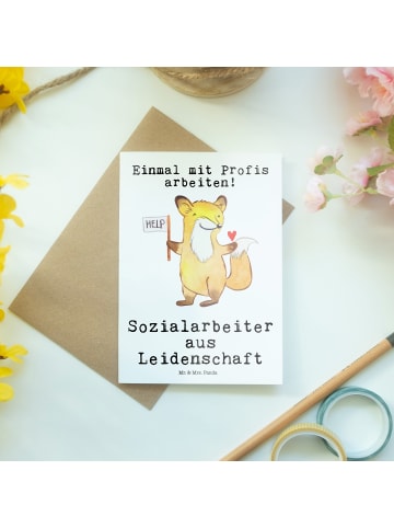 Mr. & Mrs. Panda Grußkarte Sozialarbeiter Leidenschaft mit Spruch in Weiß