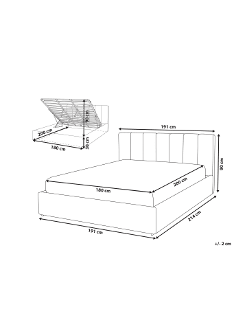 Beliani 2-tlg Doppelbett DREUX in Beige/Schwarz