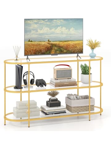 COSTWAY 3-stöckiger TV-Schrank in Gold