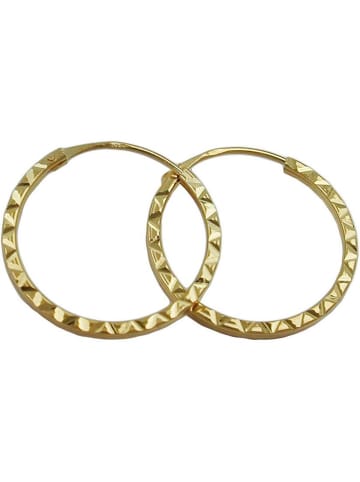 Gallay Creole Ohrring 17x1mm Steckverschluss Muster glänzend diamantiert 9Kt GOLD in gold