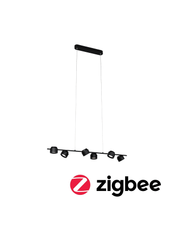 paulmann LED Pendelleuchte Puric Pane 6x6W Zigbee in schwarz/grau