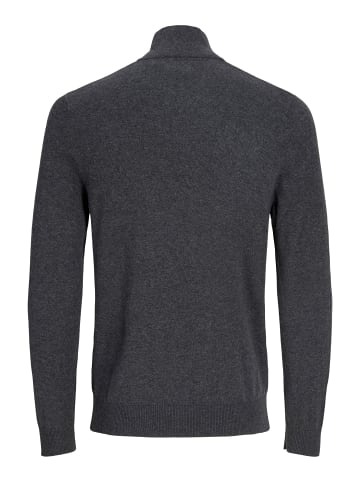 JACK & JONES PLUS Sweatshirt mit halbem Reißverschluss in Dark Grey Melange